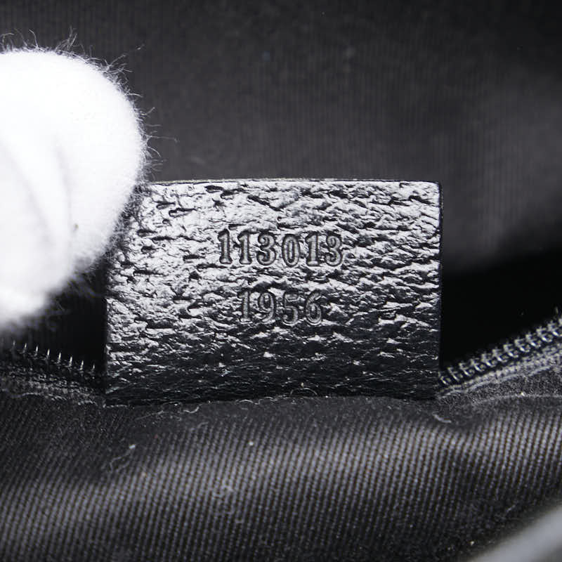 グッチ GGキャンバス 斜め掛け ショルダーバッグ 113013 ブラック キャンバス レザー レディース GUCCI 【中古】