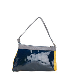 アンテプリマ ロゴ ショルダーバッグ ネイビー グレー イエロー エナメル レザー スエード レディース ANTEPRIMA 【中古】