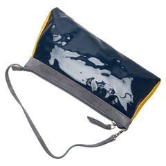 アンテプリマ ロゴ ショルダーバッグ ネイビー グレー イエロー エナメル レザー スエード レディース ANTEPRIMA 【中古】