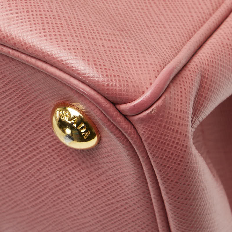 プラダ 三角ロゴプレート ガレリア ハンドバッグ ショルダーバッグ 2WAY BN1874 ピンク サフィアーノ レザー レディース PRADA 【中古】