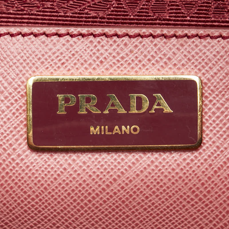 プラダ 三角ロゴプレート ガレリア ハンドバッグ ショルダーバッグ 2WAY BN1874 ピンク サフィアーノ レザー レディース PRADA 【中古】