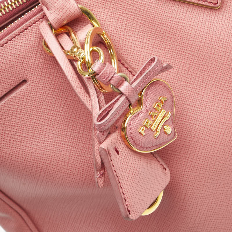 プラダ 三角ロゴプレート ガレリア ハンドバッグ ショルダーバッグ 2WAY BN1874 ピンク サフィアーノ レザー レディース PRADA 【中古】