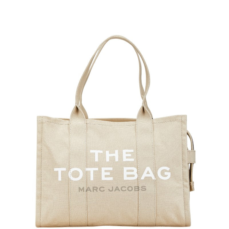 マークジェイコブス ザ ミディアム トラベラー グラフィック トートバッグ ベージュ ホワイト キャンバス レディース MARC JACOBS 【中古】