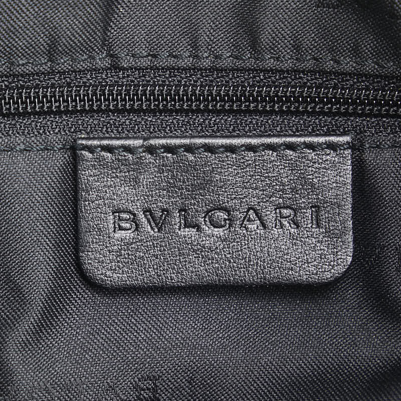 ブルガリ アスコット ロゴマニア ハンドバッグ ワンショルダーバッグ ブラック デニム レザー レディース BVLGARI 【中古】