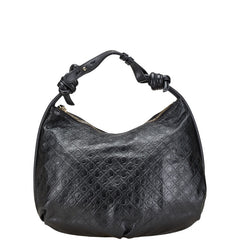 ゲラルディーニ ロゴ型押し ハンドバッグ ワンショルダーバッグ ブラック レザー レディース GHERARDINI 【中古】