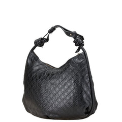 ゲラルディーニ ロゴ型押し ハンドバッグ ワンショルダーバッグ ブラック レザー レディース GHERARDINI 【中古】