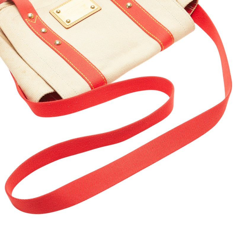 ルイ ヴィトン アンティグア ブザスPM ショルダーバッグ M40041 ベージュ レッド キャンバス レザー レディース LOUIS VUITTON 【中古】
