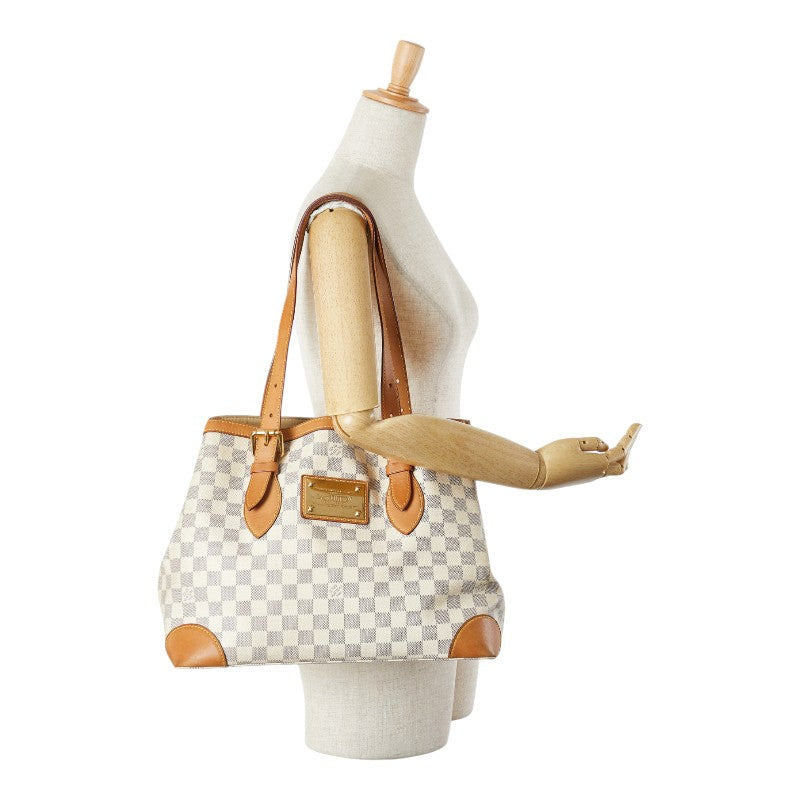 ルイ ヴィトン ダミエ アズール ハムステッドMM トートバッグ ショルダーバッグ N51206 ホワイト PVC レザー レディース LOUIS VUITTON 【中古】