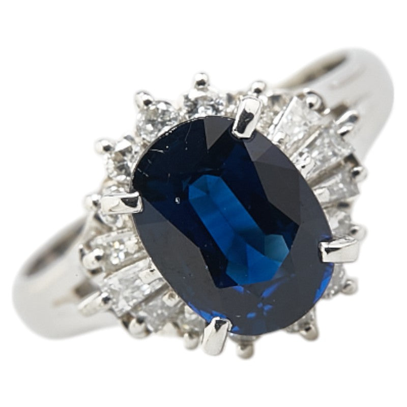 Pt900 プラチナ ブルーサファイア1.92ct ダイヤ0.46ct リング 指輪 レディース 8号 【中古】