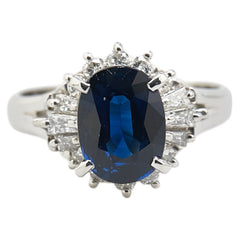 Pt900 プラチナ ブルーサファイア1.92ct ダイヤ0.46ct リング 指輪 レディース 8号 【中古】