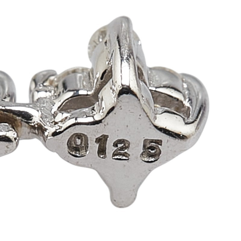 K18WG ホワイトゴールド ダイヤ0.25ct 花 フラワー モチーフ スイング ネジ式 イヤリング レディース 【中古】