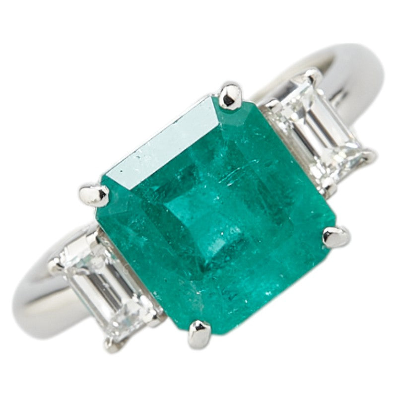 Pt900 プラチナ エメラルド3.17ct ダイヤ0.51ct リング 指輪 レディース 13号 【中古】
