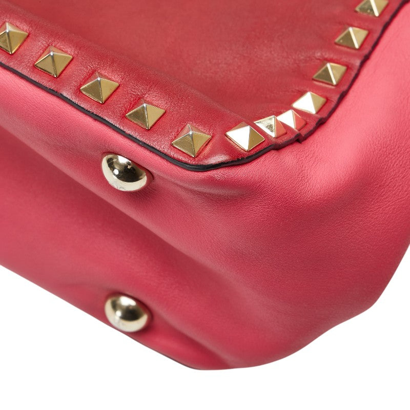ヴァレンティノ ロックスタッズ ハンドバッグ ショルダーバッグ 2WAY ピンク レッド グリーン レザー レディース VALENTINO 【中古】