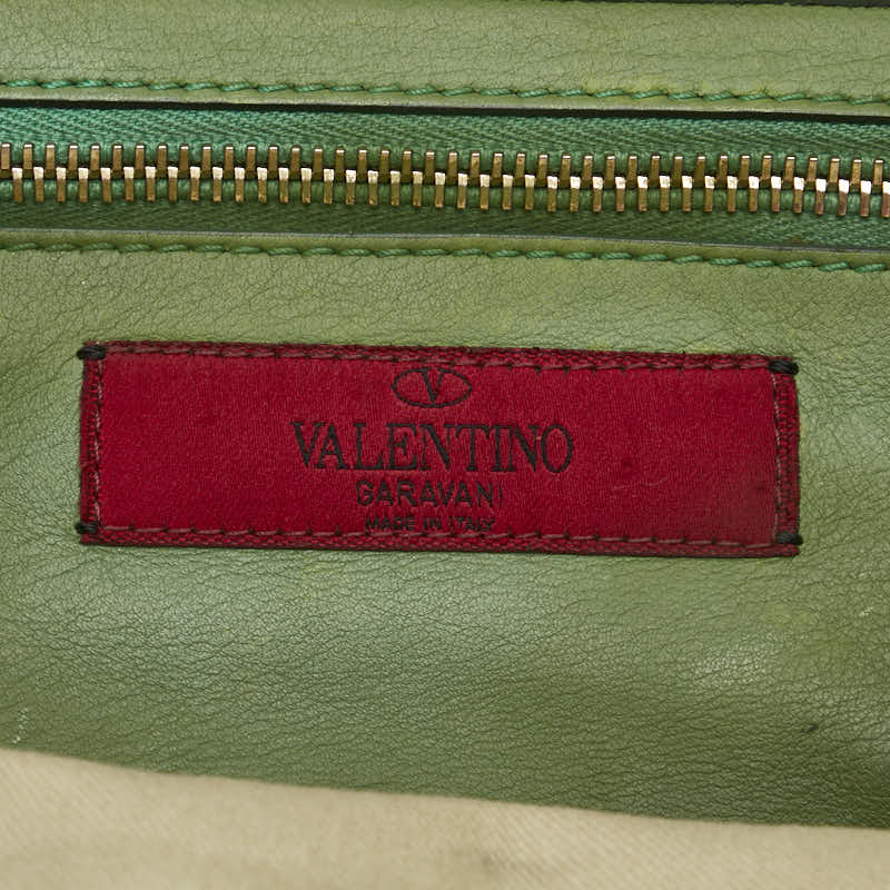 ヴァレンティノ ロックスタッズ ハンドバッグ ショルダーバッグ 2WAY ピンク レッド グリーン レザー レディース VALENTINO 【中古】