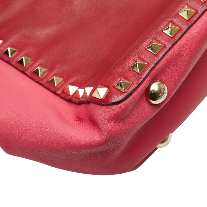 ヴァレンティノ ロックスタッズ ハンドバッグ ショルダーバッグ 2WAY ピンク レッド グリーン レザー レディース VALENTINO 【中古】