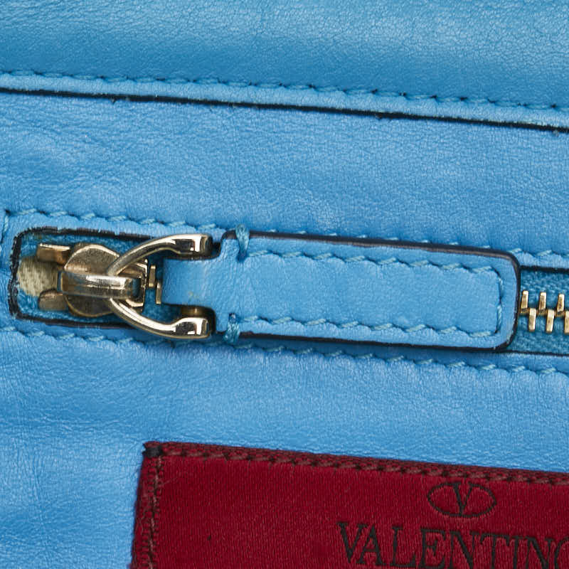 ヴァレンティノ ガラヴァーニ ロックスタッズ ミニ ショルダーバッグ ハンドバッグ 2WAY ブルー レザー レディース VALENTINO 【中古】