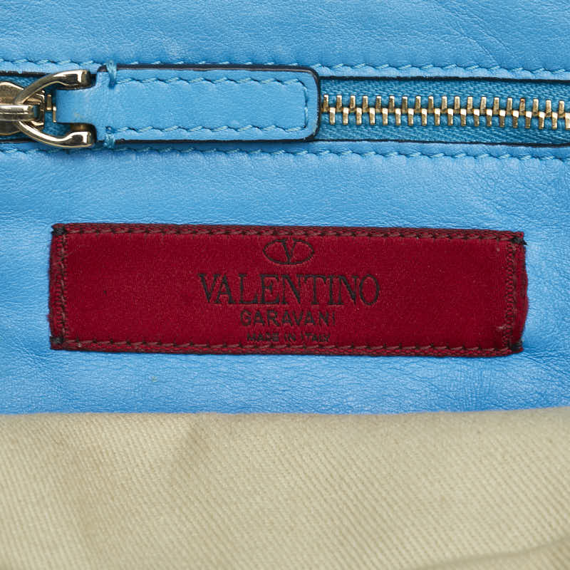 ヴァレンティノ ガラヴァーニ ロックスタッズ ミニ ショルダーバッグ ハンドバッグ 2WAY ブルー レザー レディース VALENTINO 【中古】