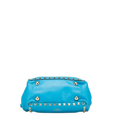 ヴァレンティノ ガラヴァーニ ロックスタッズ ミニ ショルダーバッグ ハンドバッグ 2WAY ブルー レザー レディース VALENTINO 【中古】