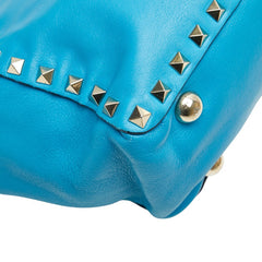 ヴァレンティノ ガラヴァーニ ロックスタッズ ミニ ショルダーバッグ ハンドバッグ 2WAY ブルー レザー レディース VALENTINO 【中古】