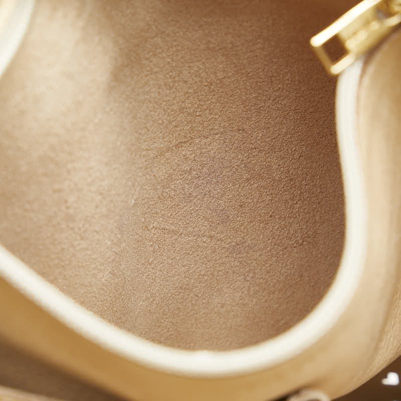 ロエベ アナグラム パンチング ワンショルダーバッグ ブラウン ホワイト レザー スエード レディース LOEWE 【中古】