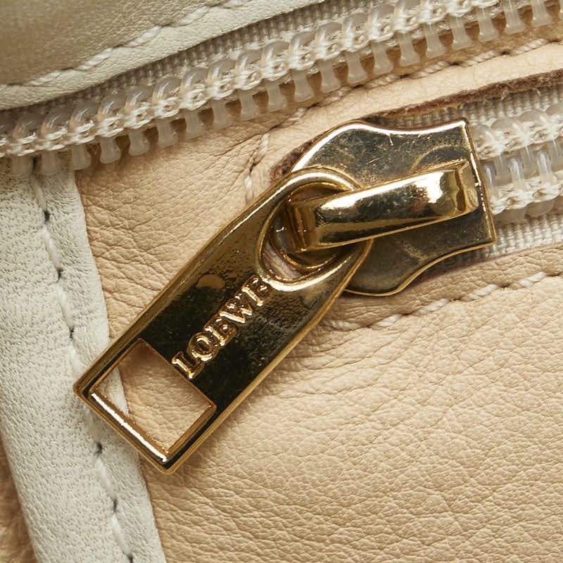 ロエベ アナグラム パンチング ワンショルダーバッグ ブラウン ホワイト レザー スエード レディース LOEWE 【中古】