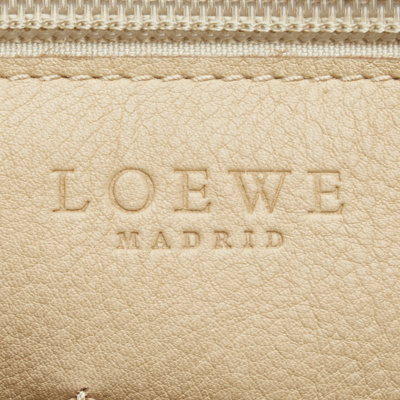 ロエベ アナグラム パンチング ワンショルダーバッグ ブラウン ホワイト レザー スエード レディース LOEWE 【中古】