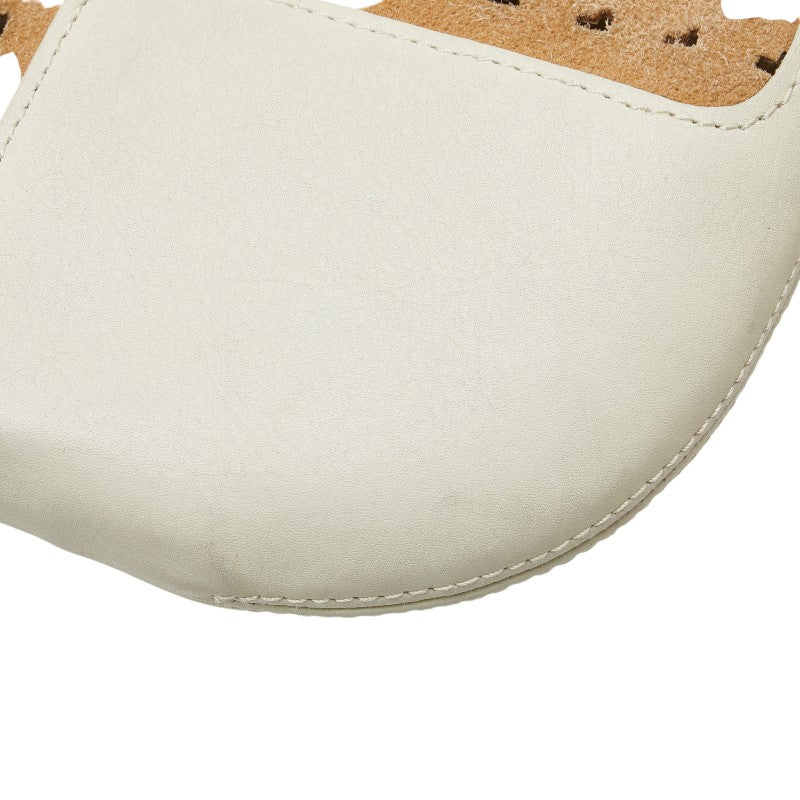 ロエベ アナグラム パンチング ワンショルダーバッグ ブラウン ホワイト レザー スエード レディース LOEWE 【中古】