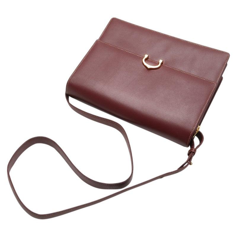 カルティエ マストライン 斜め掛け ショルダーバッグ ボルドー レザー レディース CARTIER 【中古】