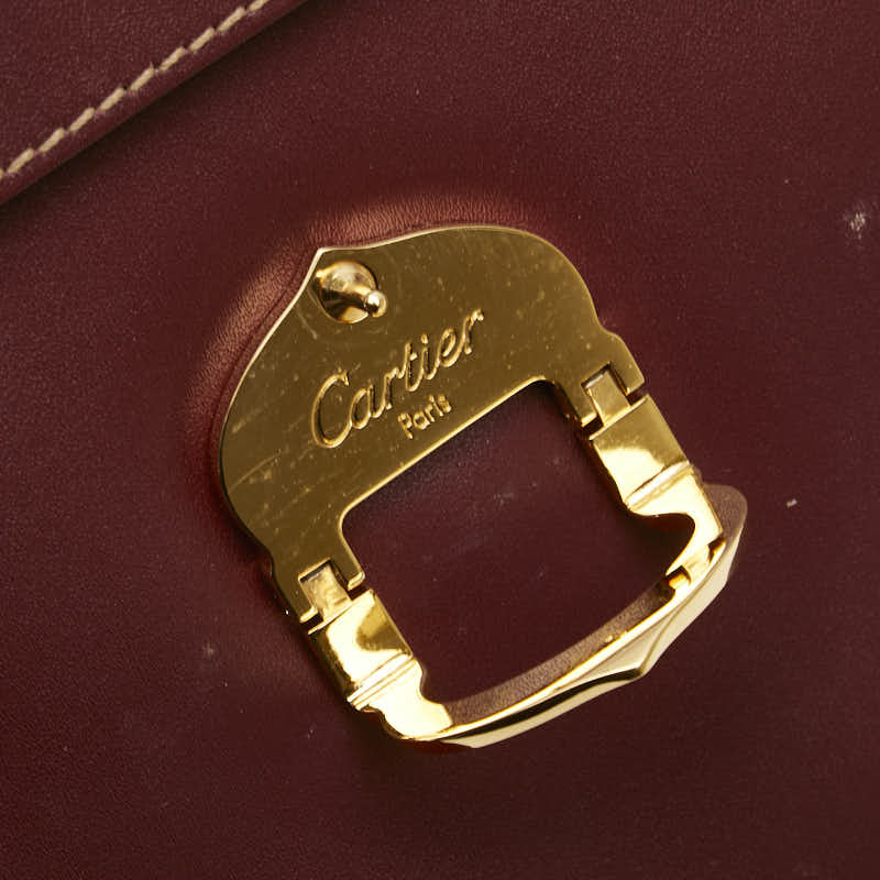 カルティエ マストライン 斜め掛け ショルダーバッグ ボルドー レザー レディース CARTIER 【中古】