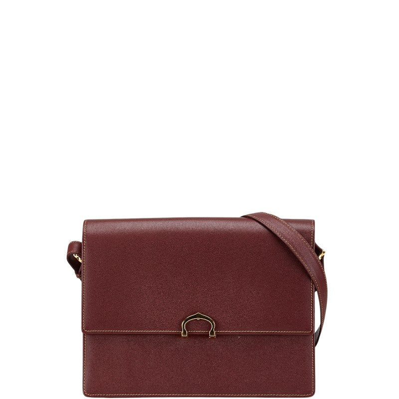 カルティエ マストライン 斜め掛け ショルダーバッグ ボルドー レザー レディース CARTIER 【中古】