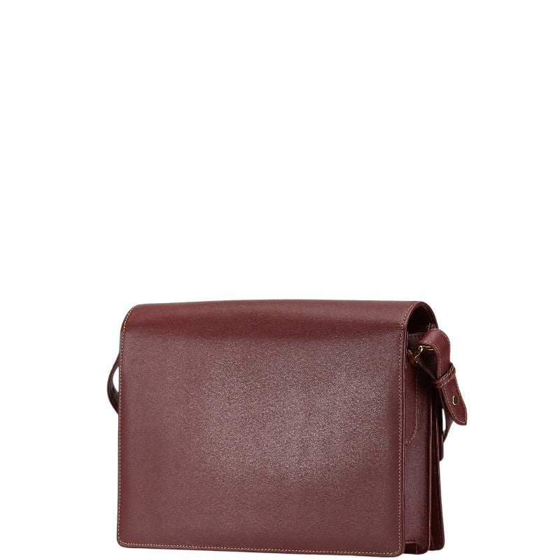 カルティエ マストライン 斜め掛け ショルダーバッグ ボルドー レザー レディース CARTIER 【中古】