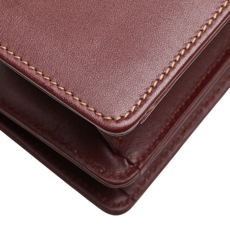 カルティエ マストライン 斜め掛け ショルダーバッグ ボルドー レザー レディース CARTIER 【中古】
