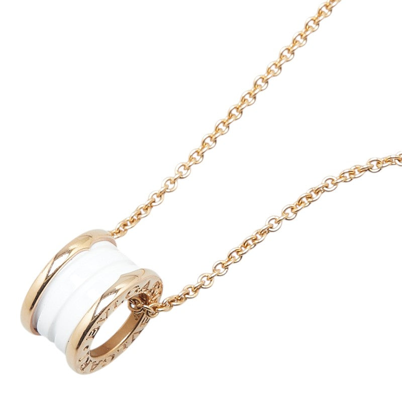 ブルガリ ビーゼロワン ペンダントネックレス ゴールド ホワイト K18PG ピンクゴールド セラミック レディース BVLGARI 【中古】