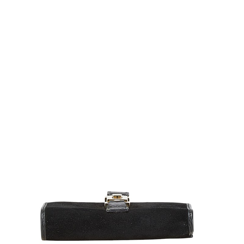 グッチ ジャッキー 三つ折り財布 035 2126 2129 ブラック ゴールド レザー スエード レディース GUCCI 【中古】