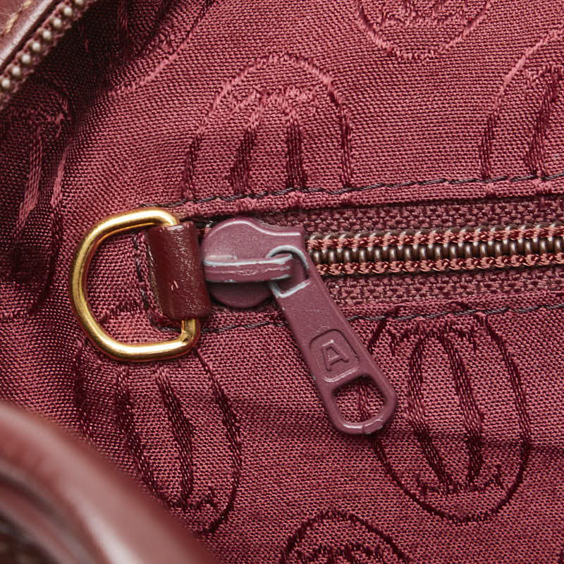 カルティエ マストライン 斜め掛け ショルダーバッグ ボルドー ワインレッド レザー レディース CARTIER 【中古】