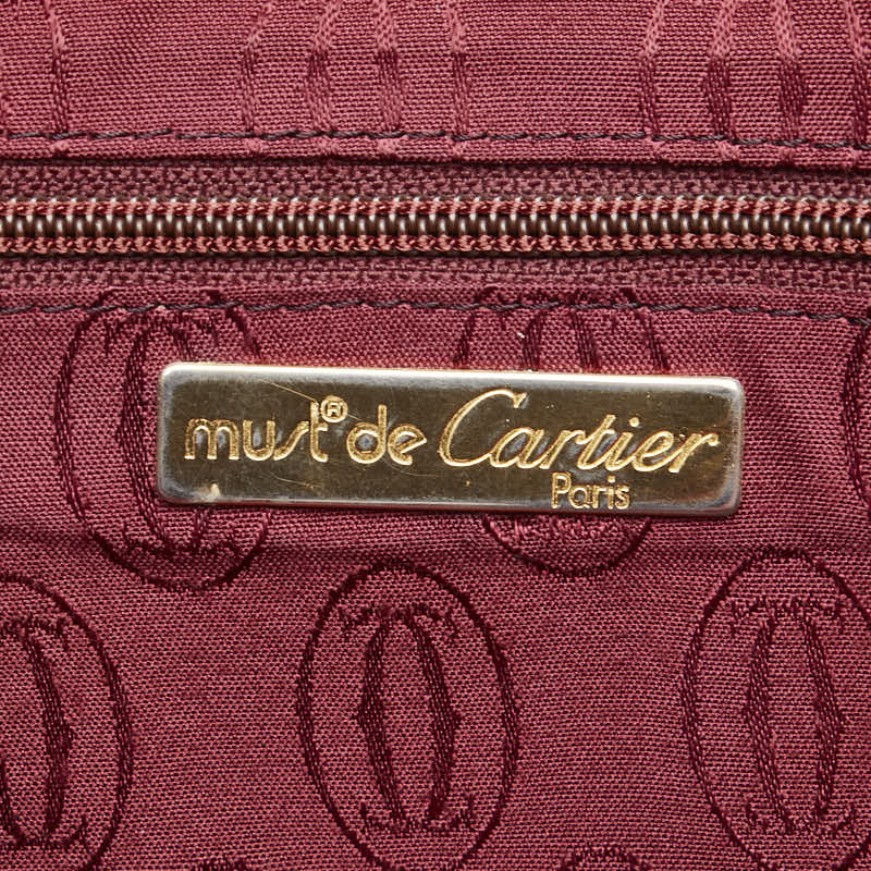 カルティエ マストライン 斜め掛け ショルダーバッグ ボルドー ワインレッド レザー レディース CARTIER 【中古】