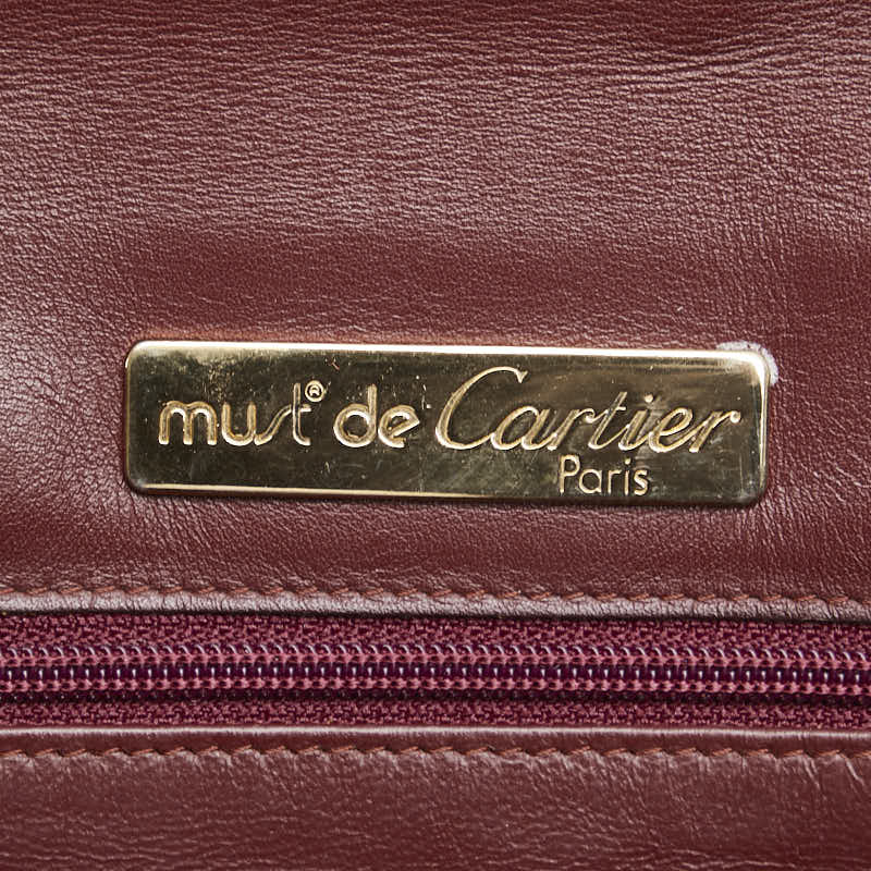 カルティエ マストライン クラッチバッグ セカンドバッグ ボルドー ワインレッド レザー レディース CARTIER 【中古】