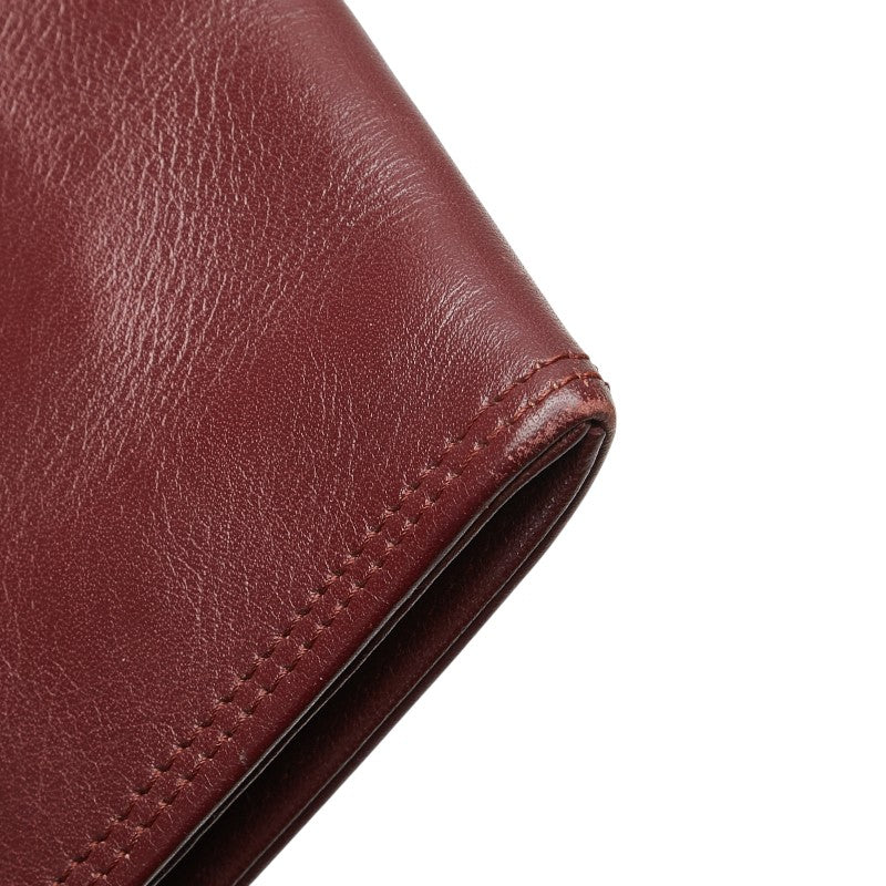 カルティエ マストライン クラッチバッグ セカンドバッグ ボルドー ワインレッド レザー レディース CARTIER 【中古】