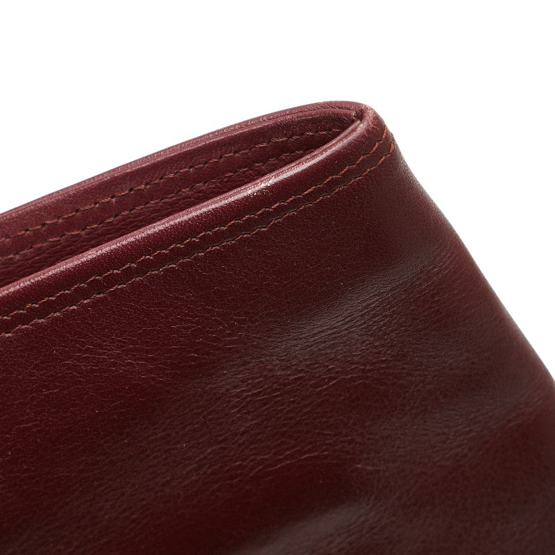 カルティエ マストライン クラッチバッグ セカンドバッグ ボルドー ワインレッド レザー レディース CARTIER 【中古】