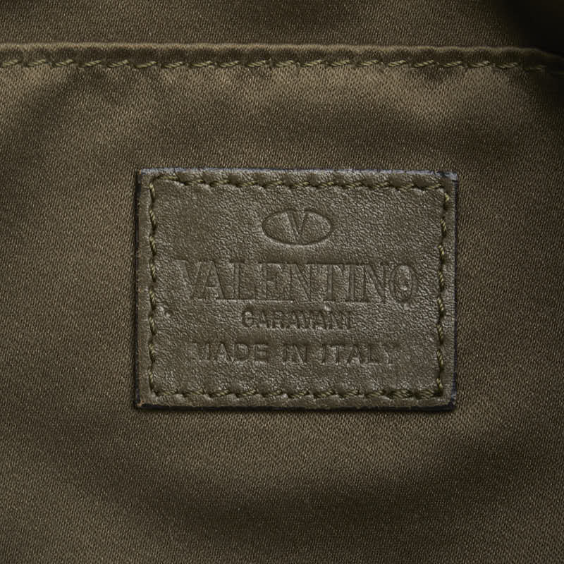 ヴァレンティノ カモフラージュ 迷彩 スター 星 クラッチバッグ カーキ ブラウン ナイロン レザー メンズ VALENTINO 【中古】