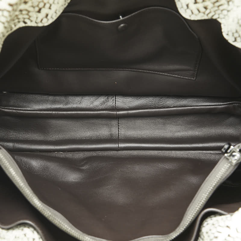 ロエベ アマソナ ステッチ パイソン ハンドバッグ トートバッグ ブラック ホワイト ブラウン レザー レディース LOEWE 【中古】