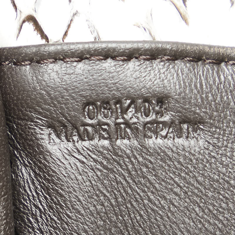 ロエベ アマソナ ステッチ パイソン ハンドバッグ トートバッグ ブラック ホワイト ブラウン レザー レディース LOEWE 【中古】