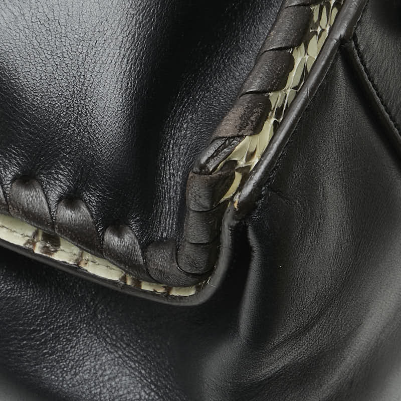 ロエベ アマソナ ステッチ パイソン ハンドバッグ トートバッグ ブラック ホワイト ブラウン レザー レディース LOEWE 【中古】