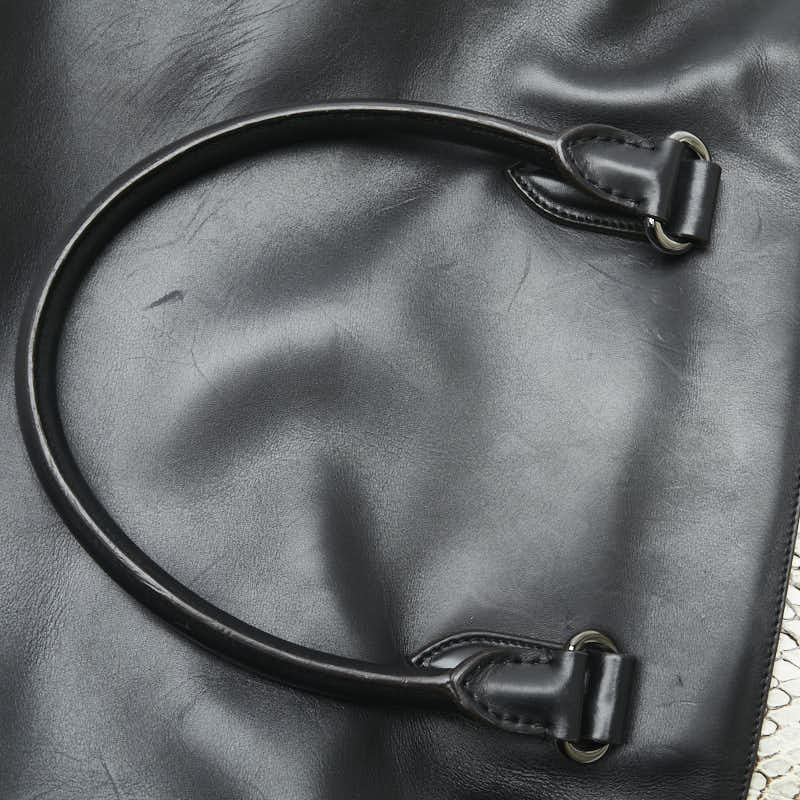 ロエベ アマソナ ステッチ パイソン ハンドバッグ トートバッグ ブラック ホワイト ブラウン レザー レディース LOEWE 【中古】