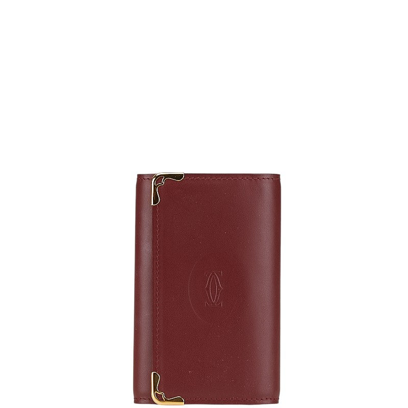 カルティエ マストライン 6連 キーケース ボルドー ワインレッド レザー レディース CARTIER 【中古】