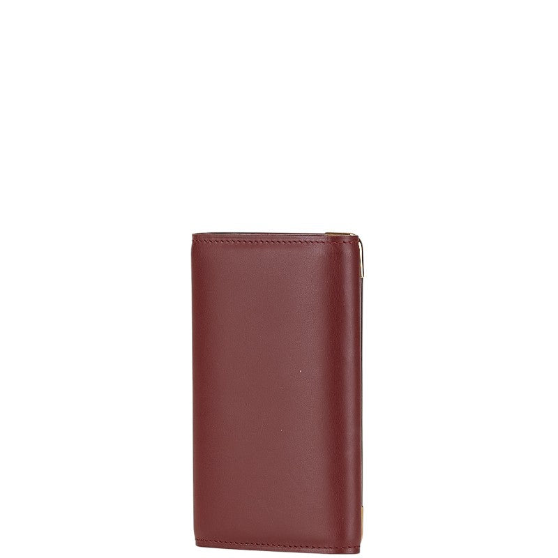カルティエ マストライン 6連 キーケース ボルドー ワインレッド レザー レディース CARTIER 【中古】