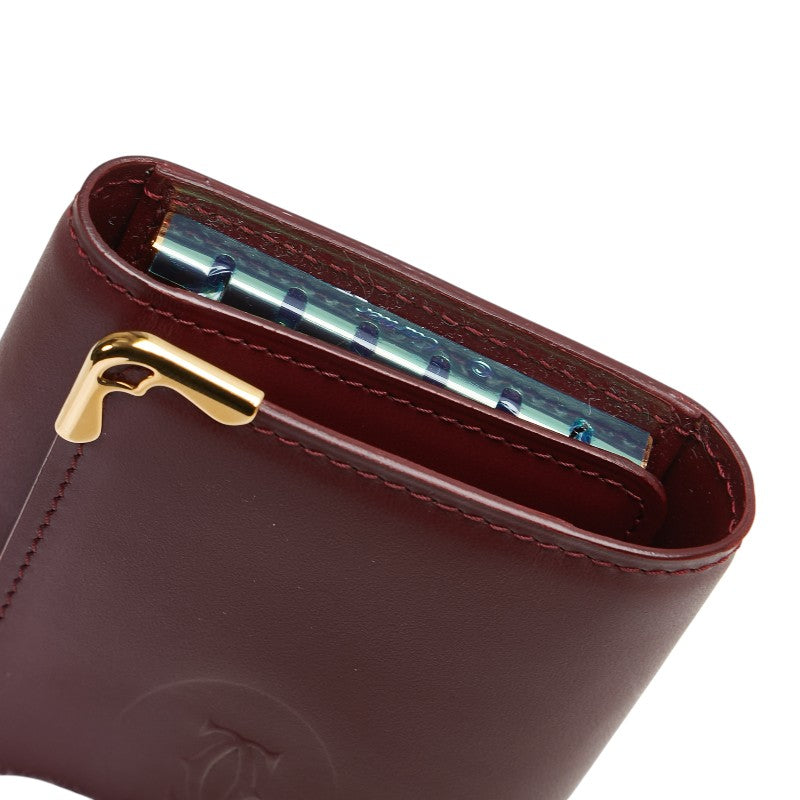 カルティエ マストライン 6連 キーケース ボルドー ワインレッド レザー レディース CARTIER 【中古】