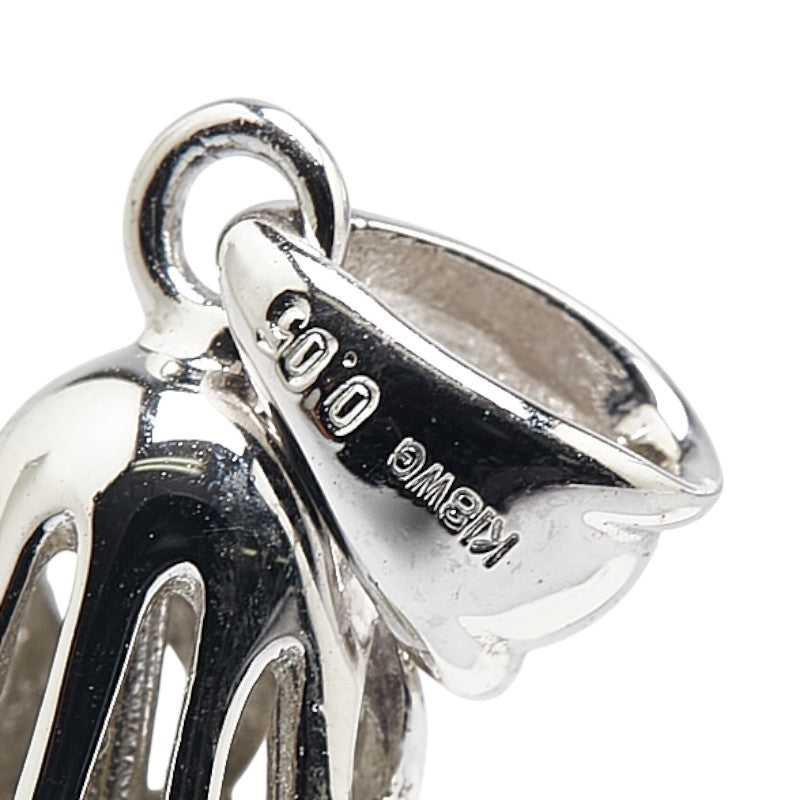 K18WG ホワイトゴールド ダイヤ0.05ct 真珠 ペンダントトップ レディース 【中古】