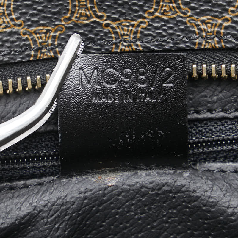 セリーヌ マカダム ハンドバッグ ブラック ブラウン PVC レザー レディース CELINE 【中古】