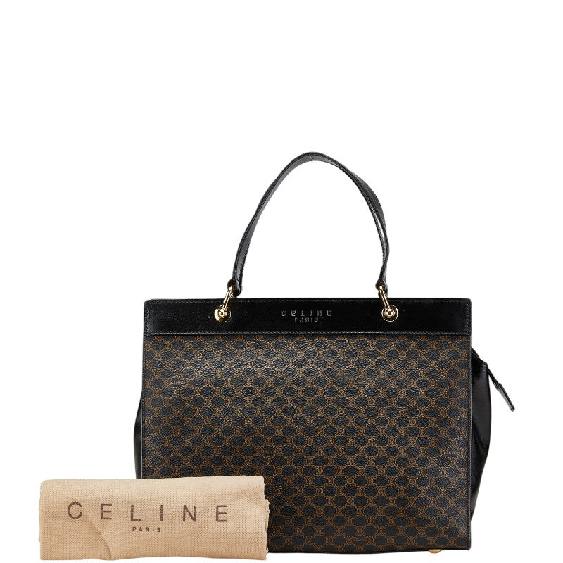 セリーヌ マカダム ハンドバッグ ブラック ブラウン PVC レザー レディース CELINE 【中古】